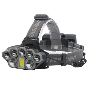 100000LM 2T6 5XPE 1COB 8LED Headlamp Rechargeable Flashlight USB Headlight 2*18650 6 modes waterproof Ultra Bright Headlamp