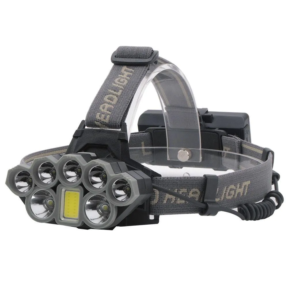 100000LM 2T6 5XPE 1COB 8LED Headlamp Rechargeable Flashlight USB Headlight 2*18650 6 modes waterproof Ultra Bright Headlamp
