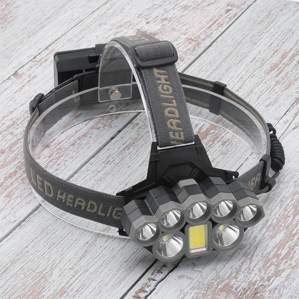 100000LM 2T6 5XPE 1COB 8LED Headlamp Rechargeable Flashlight USB Headlight 2*18650 6 modes waterproof Ultra Bright Headlamp