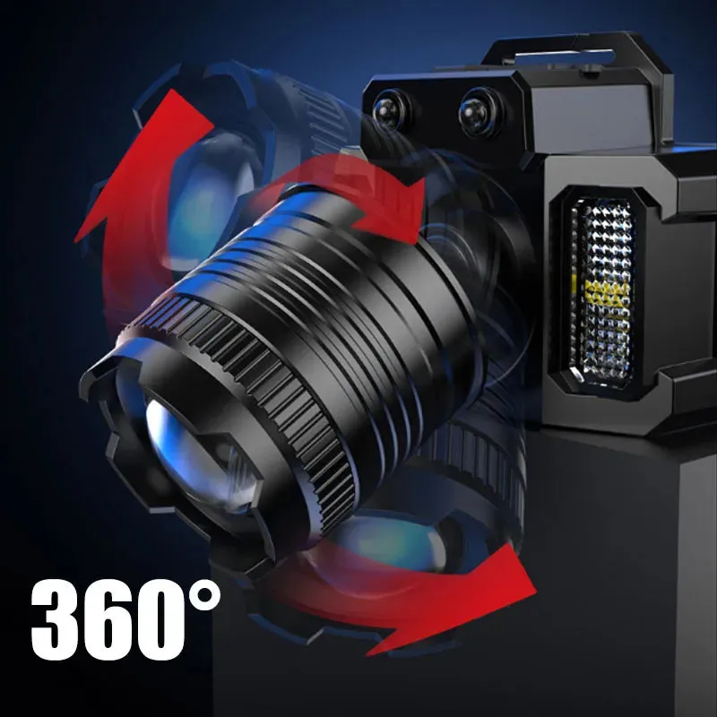 100000LM Power Bank 3 Light Source Sensor Zoom LED Headlight Super Bright Super Long-Range Rechargeable Phone Power Bank
