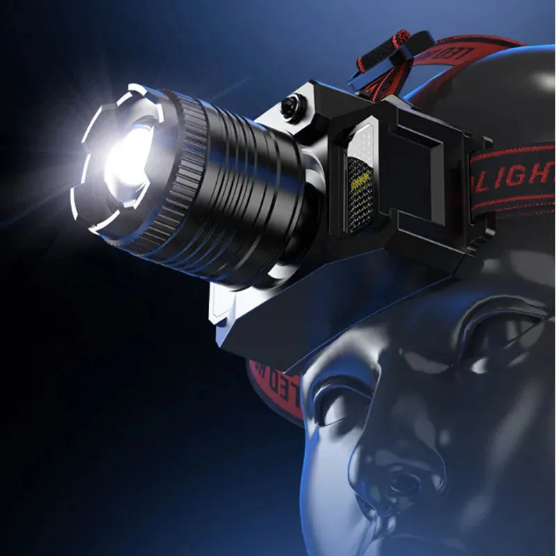 100000LM Power Bank 3 Light Source Sensor Zoom LED Headlight Super Bright Super Long-Range Rechargeable Phone Power Bank