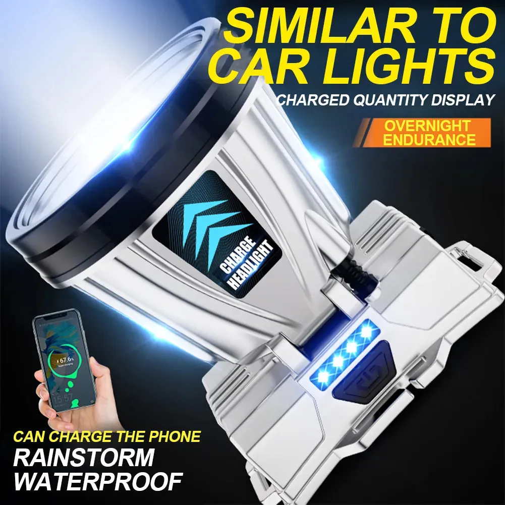 100000lumens 40-Core White Laser Light LED Headlamp with 2Pcs Lithium Battery Lighting Cell Phone Charging 2-in-1 Headlamp