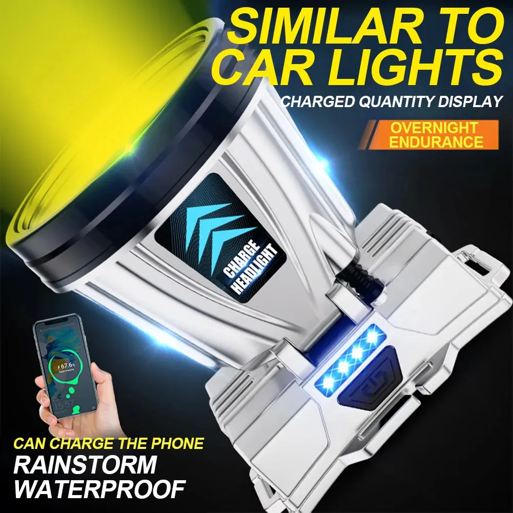 100000lumens 40-Core White Laser Light LED Headlamp with 2Pcs Lithium Battery Lighting Cell Phone Charging 2-in-1 Headlamp