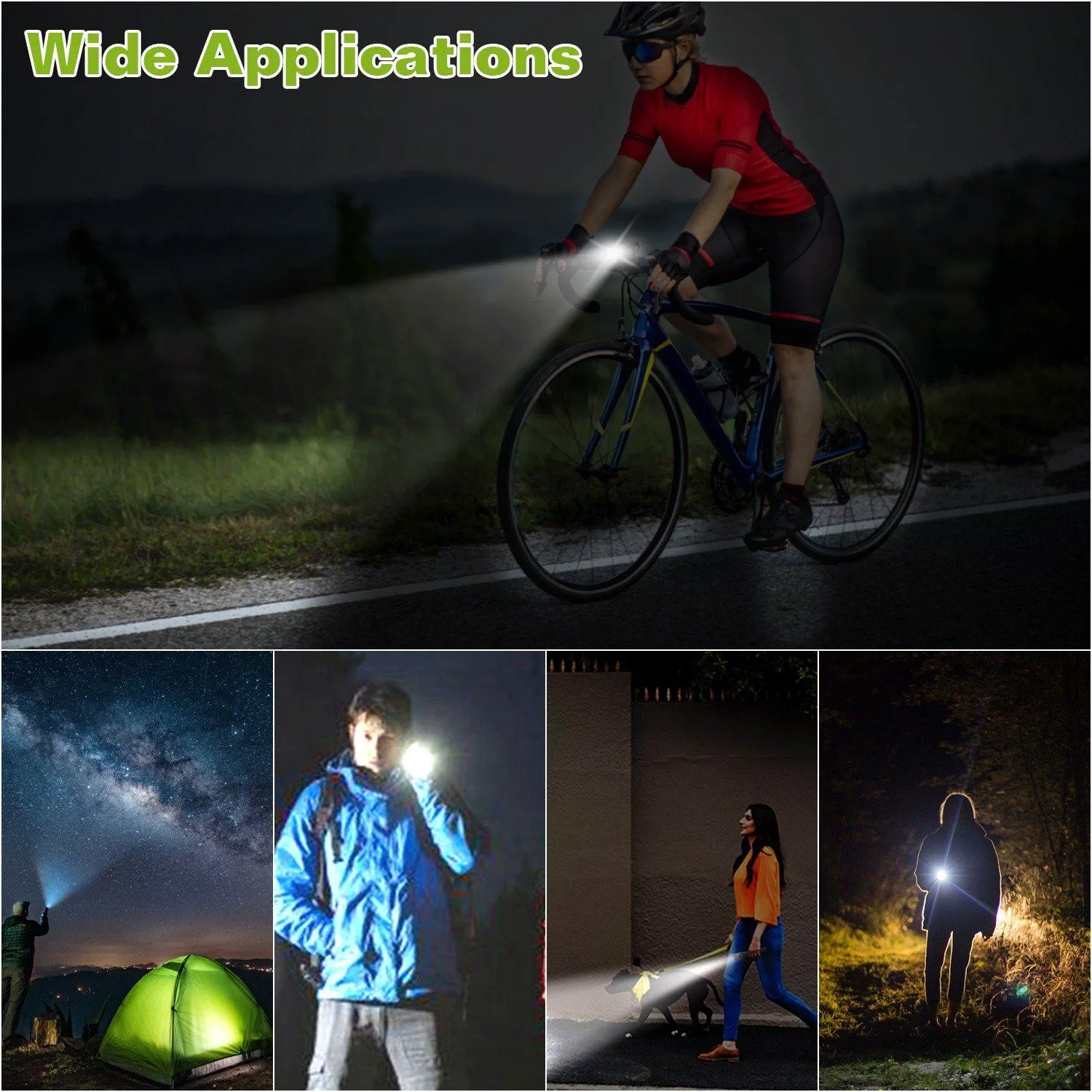 1000LM Bike Front Light Rechargeable Handlebar Head Light with 6 Lighting Modes