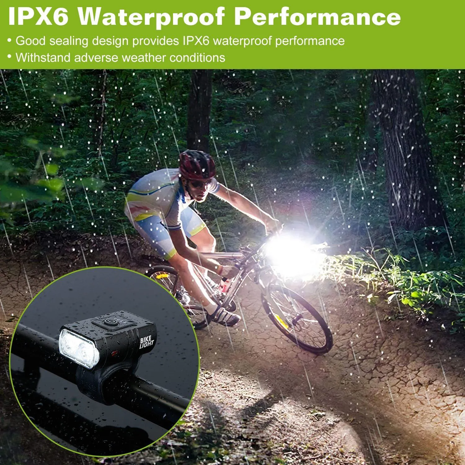 1000LM Bike Front Light Rechargeable Handlebar Head Light with 6 Lighting Modes