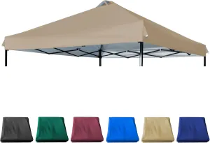 10x10 Canopy Replacement Top with Air Vent Silver Coated for Straight Leg Canopy Frame, (Khaki)