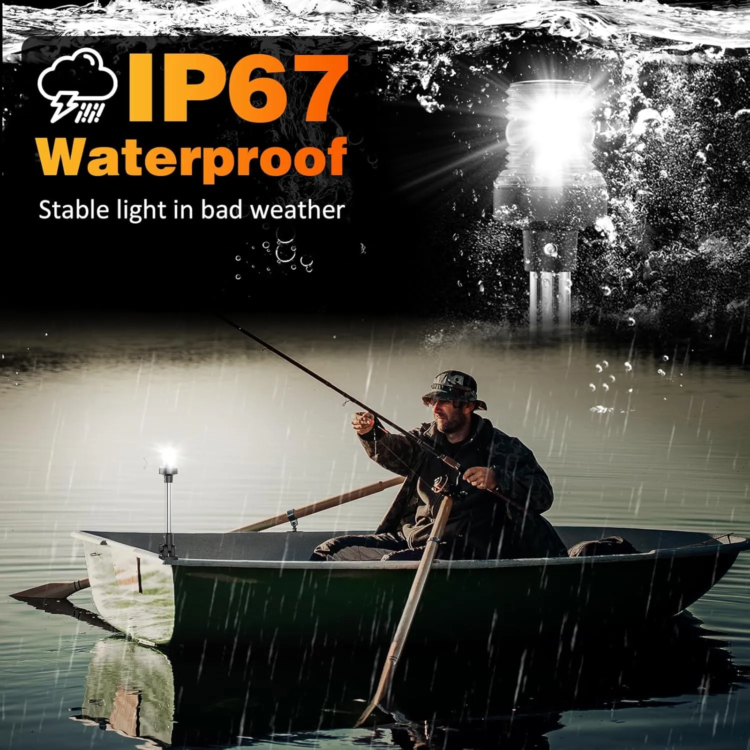 12 Inches Anchor Light Stern Lights for Boats LED Waterproof IP67, White Fold Down Rear Boat Navigation Lights, 3NM Visible Boat Running Light LED Marine for Pontoon, Small Boats (12-24V)