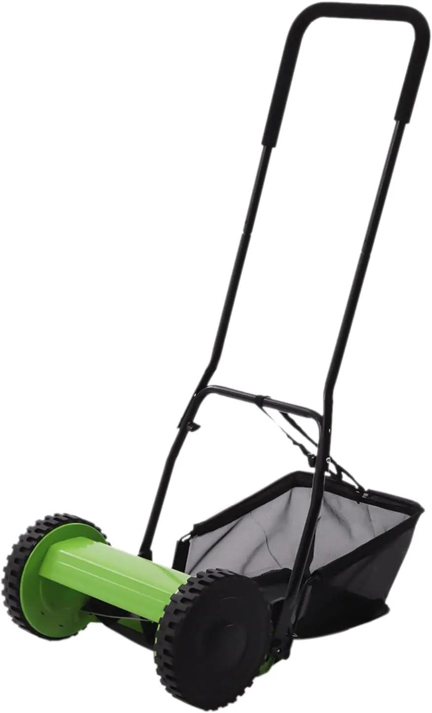 12”Manual Push Reel Lawn Mower, Push Lawn Sweeper with 23L Collection Bag, 5 Blades, Suitable for Cleaning Lawns, Sidewalks, Driveways, Etc.