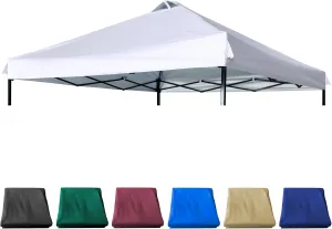 12x12 Canopy Replacement Top with Air Vent Silver Coated for Straight Leg Canopy Frame, (White)