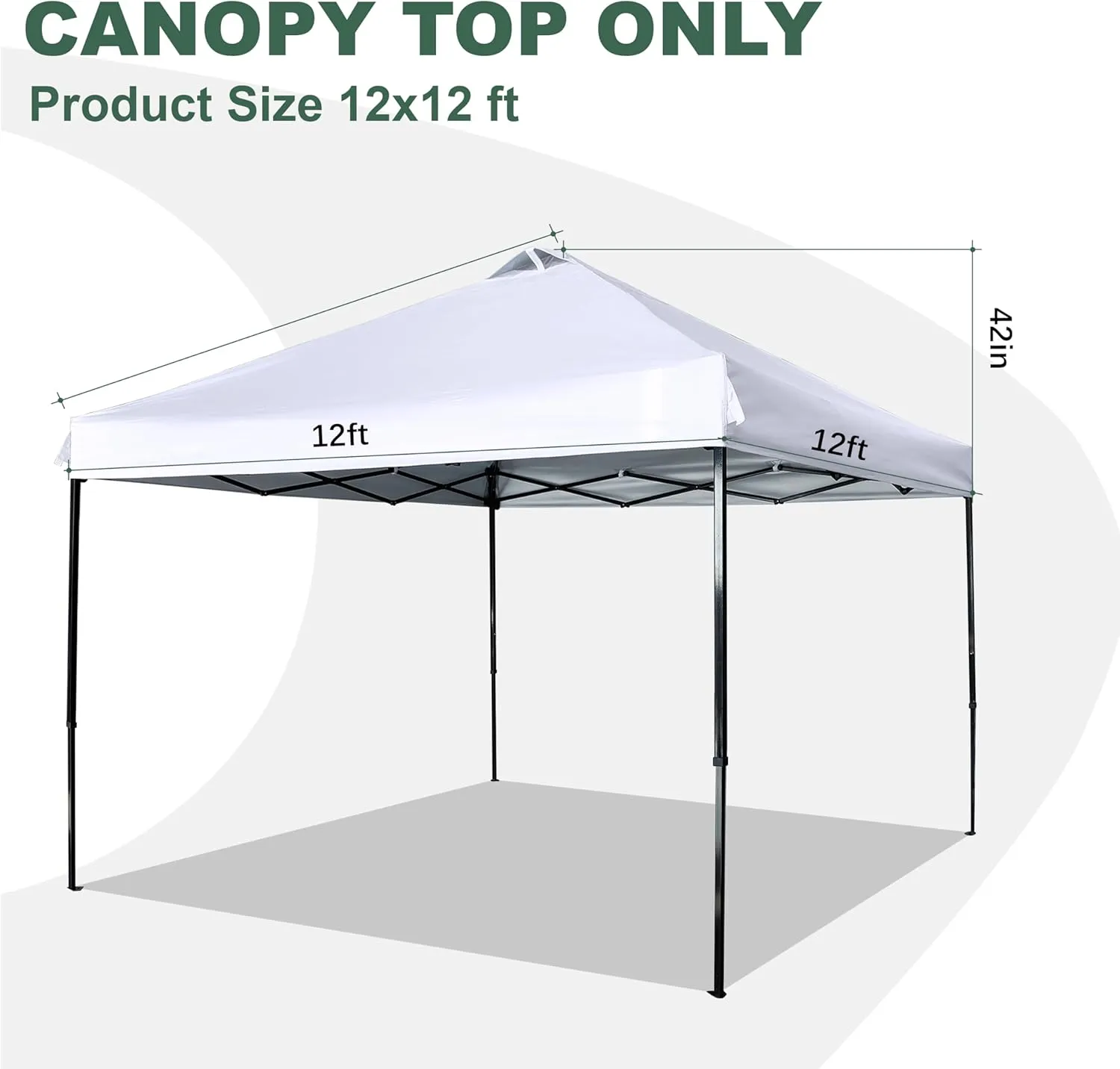 12x12 Canopy Replacement Top with Air Vent Silver Coated for Straight Leg Canopy Frame, (White)
