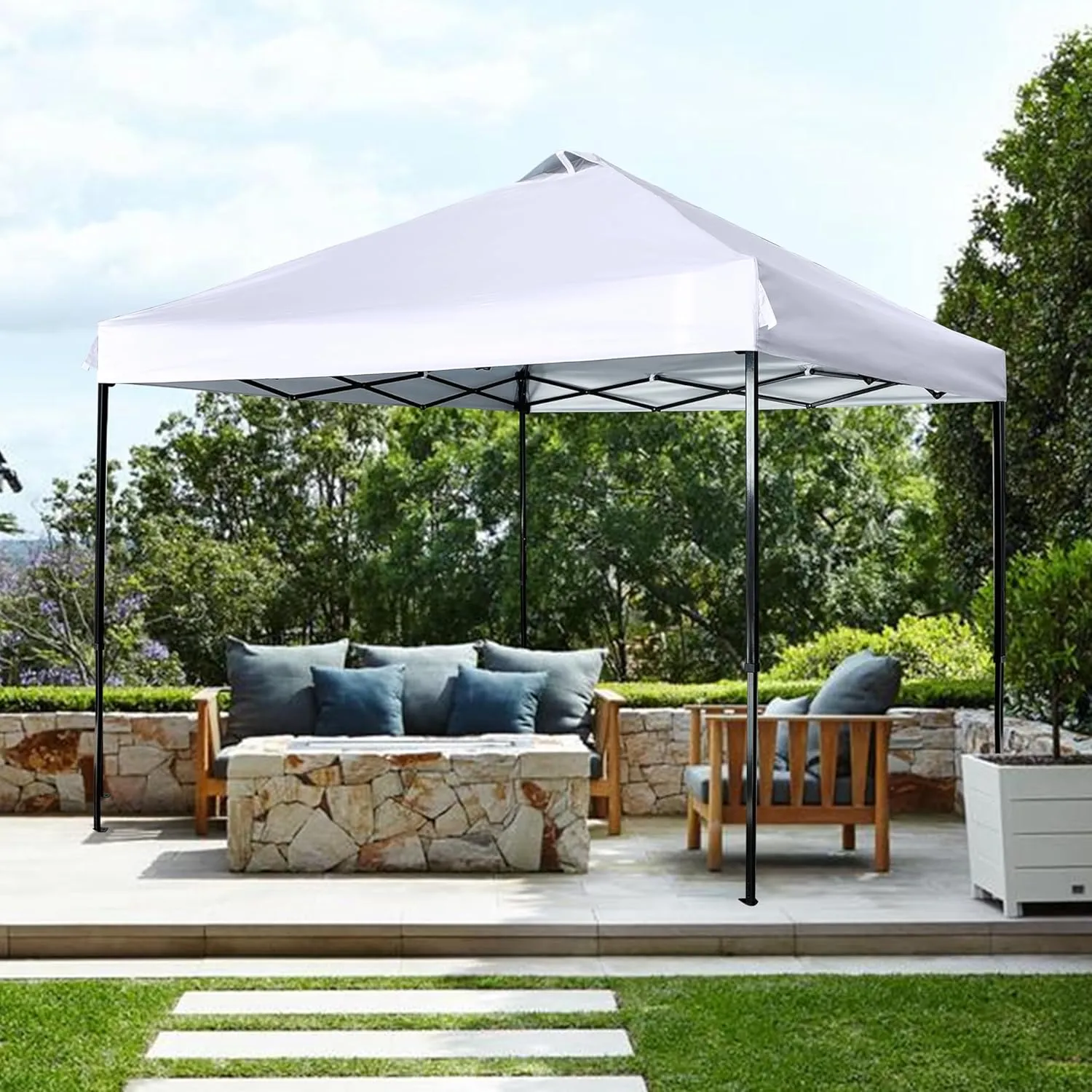 12x12 Canopy Replacement Top with Air Vent Silver Coated for Straight Leg Canopy Frame, (White)
