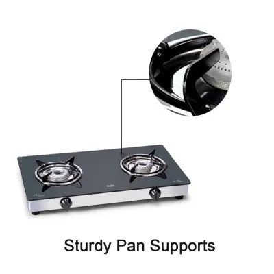 2 Burner Glass Gas Stove with Aluminium Alloy Burners (1020 GT)