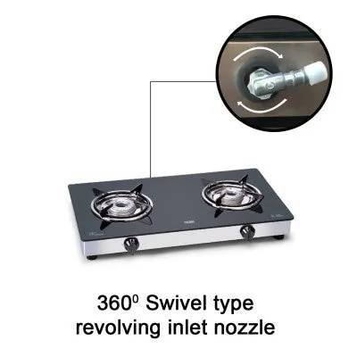 2 Burner Glass Gas Stove with Aluminium Alloy Burners (1020 GT)