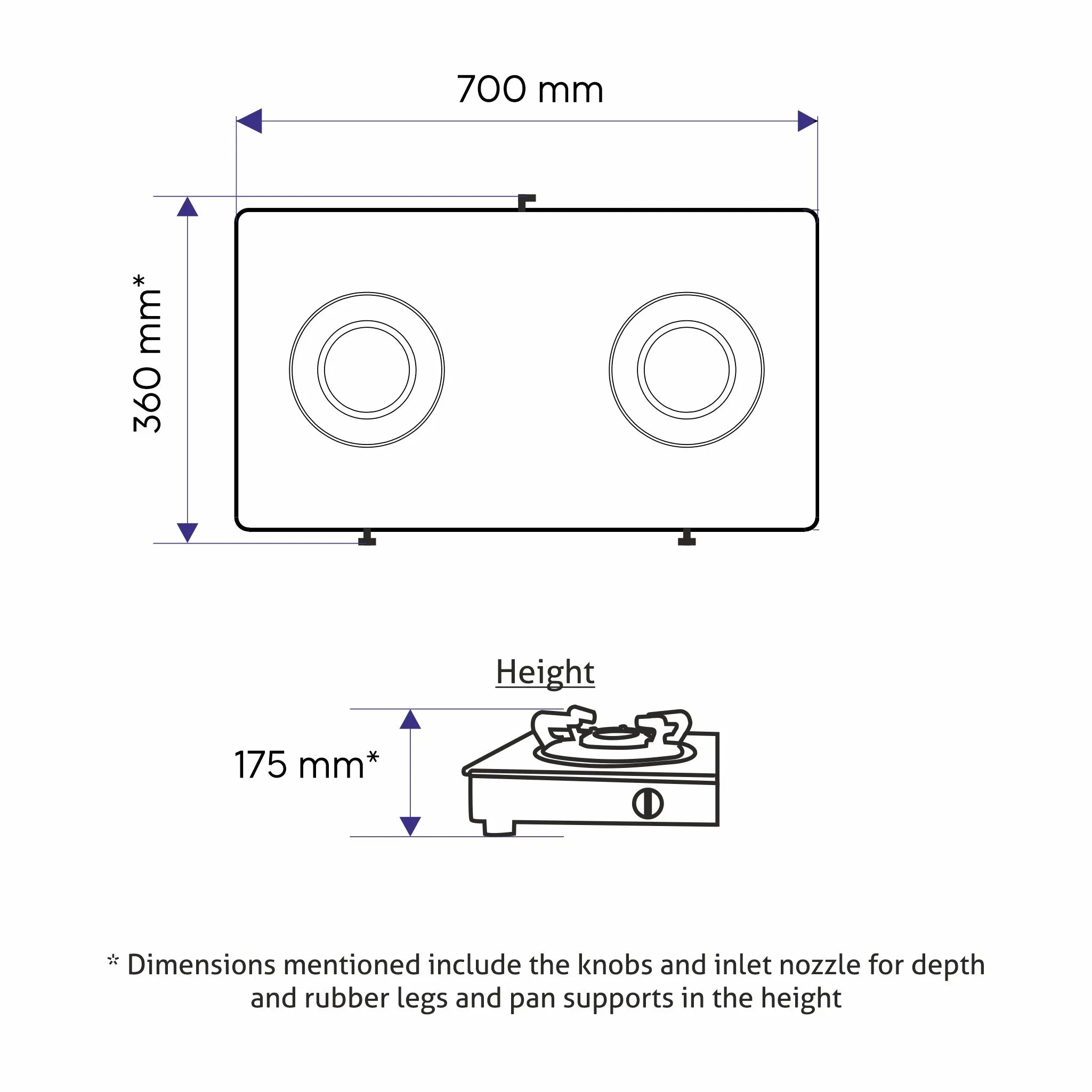 2 Burner Stainless Steel  Gas Stove with Brass Burner (1021 SS BB)