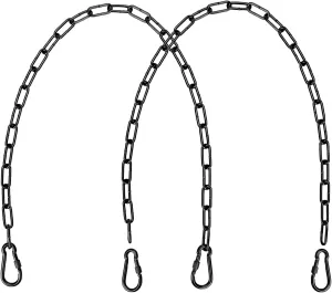 2 Pack 39inch Heavy Duty Hanging Chain with 4 Carabiners, 1000LB Capacity Hanging Chair Chain for Hammock Swing Hanging Chair Punching Bags Sandbag Indoor Outdoor Yoga Gym (Black)