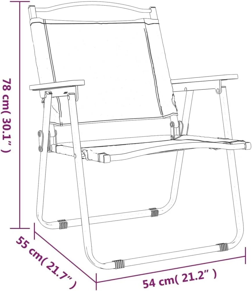 2 Pack Beige Camping Chairs Oxford Fabric Foldable Outdoor Chairs with Powder-Coated Steel Frame 21.3"x21.7"x30.7" for Beach Picnic Patio Garden