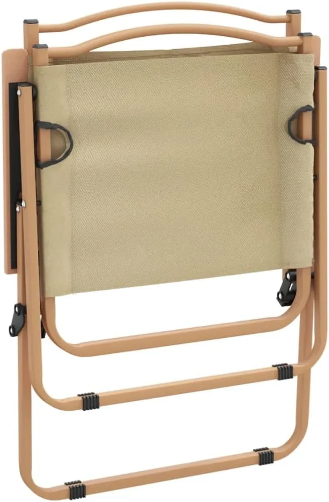 2 Pack Beige Camping Chairs Oxford Fabric Foldable Outdoor Chairs with Powder-Coated Steel Frame 21.3"x21.7"x30.7" for Beach Picnic Patio Garden
