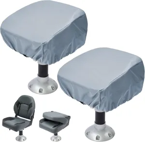 2 Pack Boat Seat Covers - Waterproof 600D Heavy Duty Boat Folding Chair Cover - 18W x 20D x 14H inch, Grey.