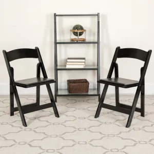 2 Pack HERCULES Series Natural Wood Folding Chair with Vinyl Padded Seat