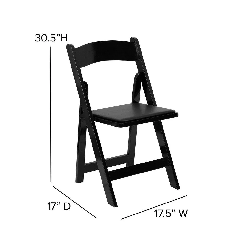 2 Pack HERCULES Series Natural Wood Folding Chair with Vinyl Padded Seat