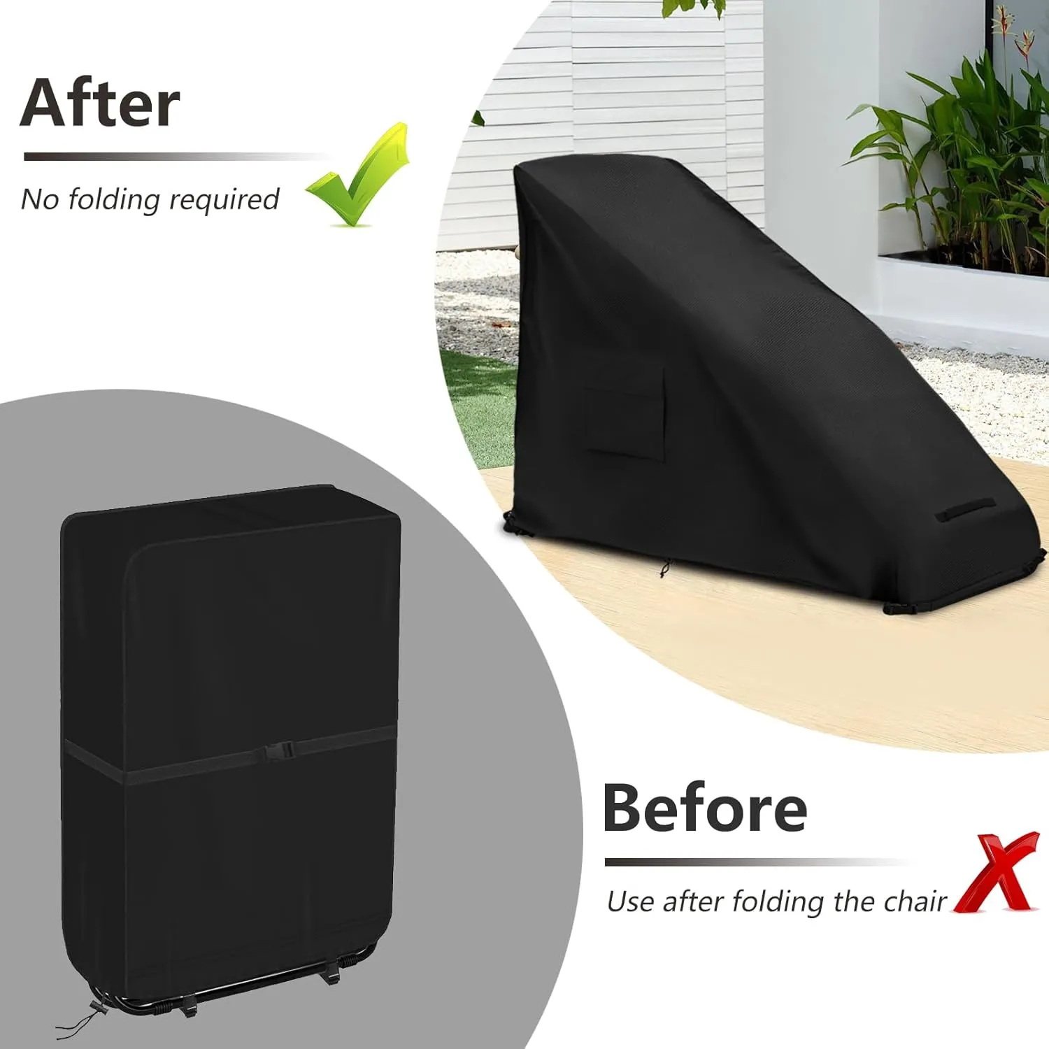2 Pack Zero Gravity Chair Cover,Outdoor Heavy Duty 600D Waterproof Zero Gravity Lounge Chair Cover,Patio Folding Zero Gravity Recliner Cover.Black,35" L x 26" W x 45" H.