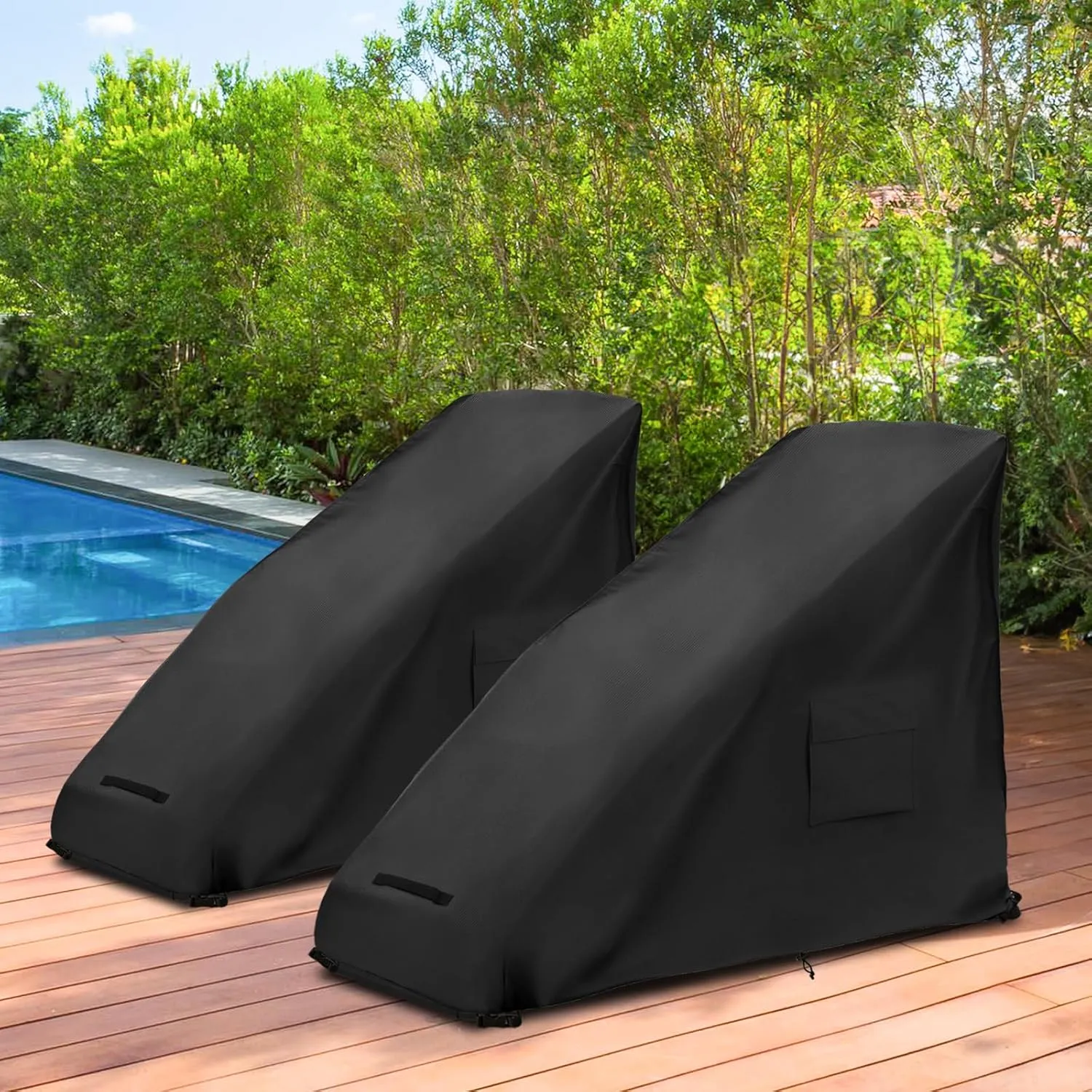2 Pack Zero Gravity Chair Cover,Outdoor Heavy Duty 600D Waterproof Zero Gravity Lounge Chair Cover,Patio Folding Zero Gravity Recliner Cover.Black,35" L x 26" W x 45" H.