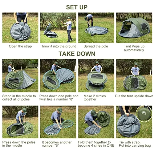 2 Person Popup Camping Tent,Tent Waterproof Instant Easy Setup, Family Tent