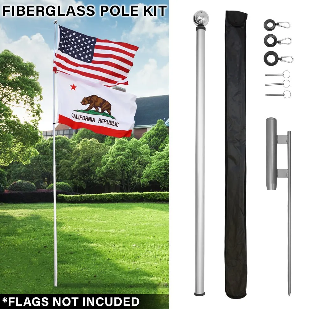 20ft Deluxe Fiberglass Pole & Ground Spike Kit