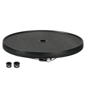 23.5" Beach Umbrella Table Tray with Wine Glass Holder, Foldable Towel Rack, Instant Portable Beach Tables for Sand, Swimming Pools, Patio, Garden, Deck, Black