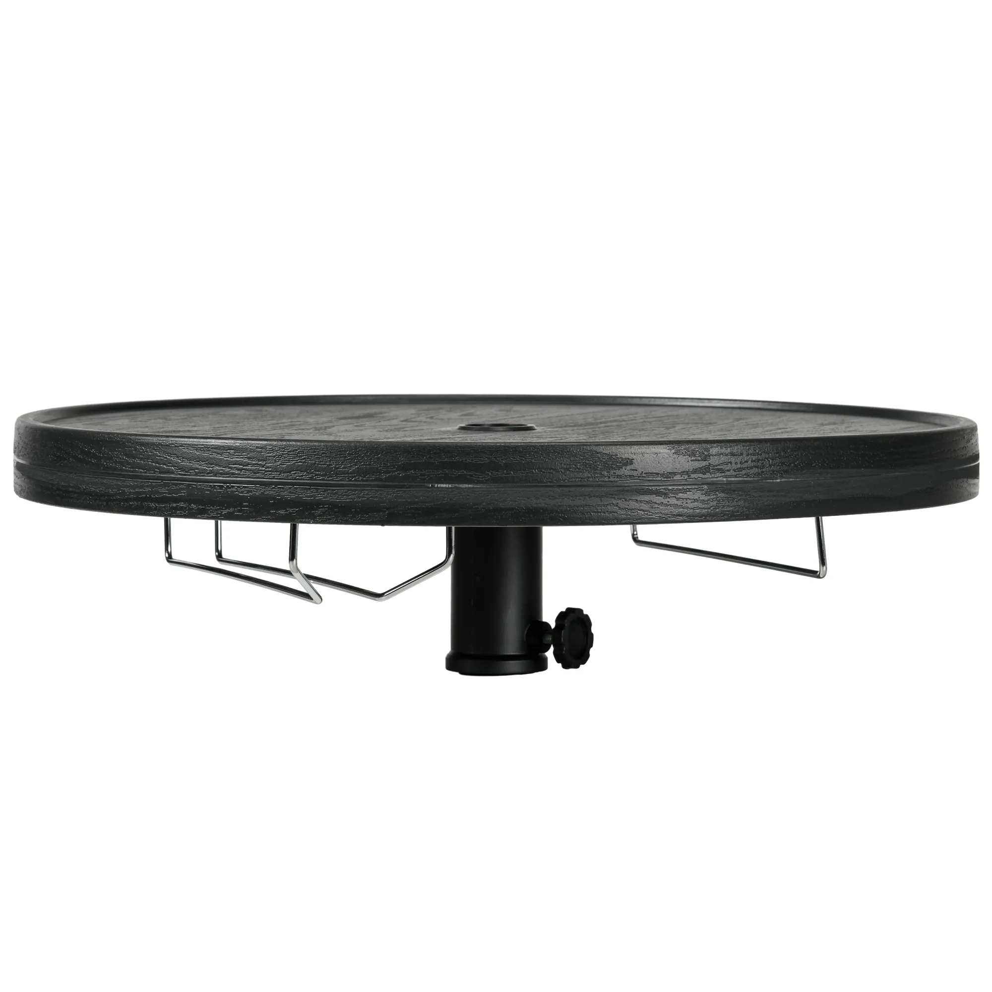 23.5" Beach Umbrella Table Tray with Wine Glass Holder, Foldable Towel Rack, Instant Portable Beach Tables for Sand, Swimming Pools, Patio, Garden, Deck, Black