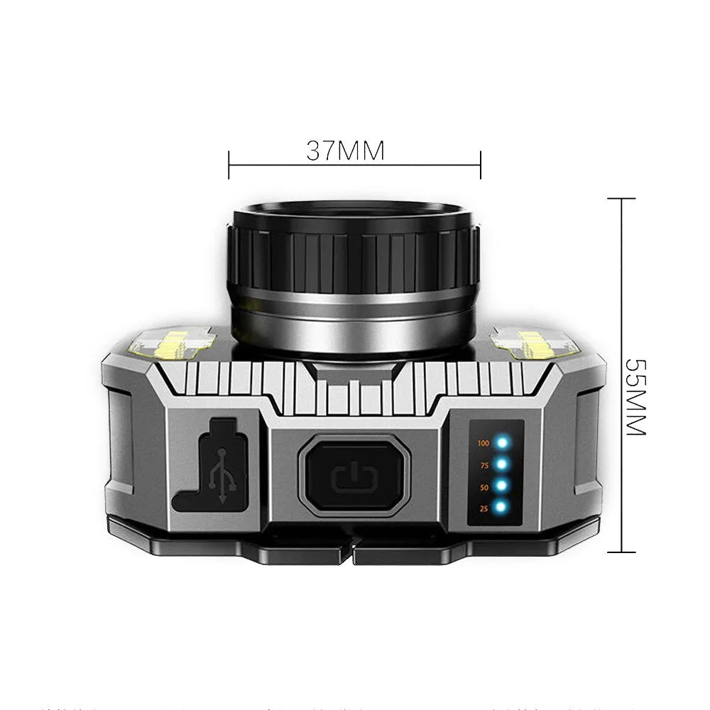 250Watt LED 3 Light Source Super Bright Headlamp Head-Mounted Flashlight Strong Light Outdoor Camping Rechargeable Night Fishing Headlight