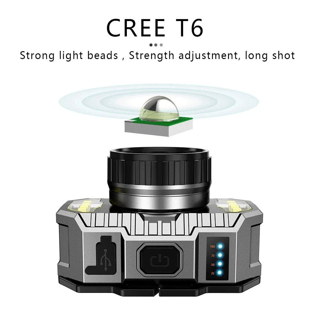 250Watt LED 3 Light Source Super Bright Headlamp Head-Mounted Flashlight Strong Light Outdoor Camping Rechargeable Night Fishing Headlight