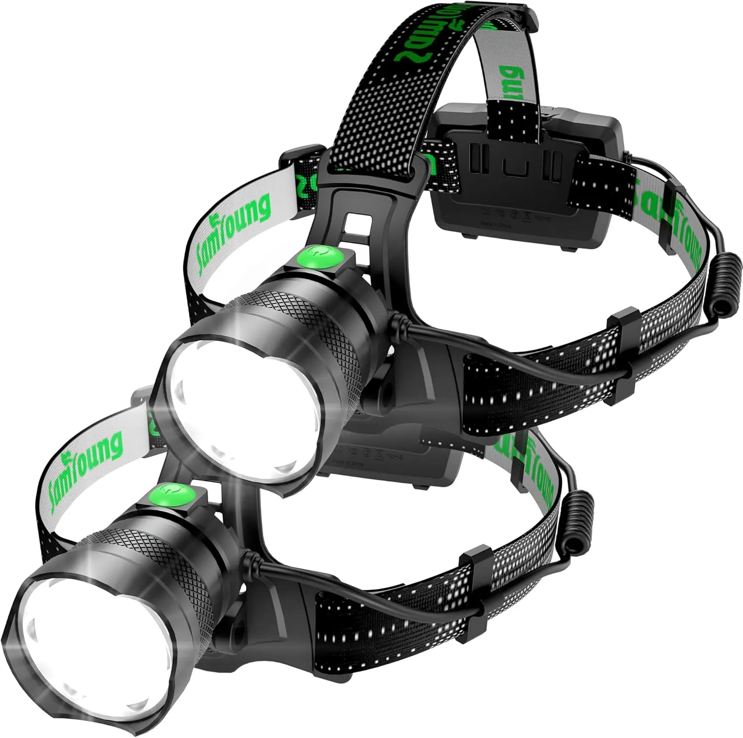2PCS Bright LED Headlamp 1000LM Induction Function, 7 Modes Long Lasting Battery Life Head Lamp, IP67 Waterproof Zoom LED Headlamp, 90° Adjustable for Outdoor Indoor Camping Running Hunting Car Repair