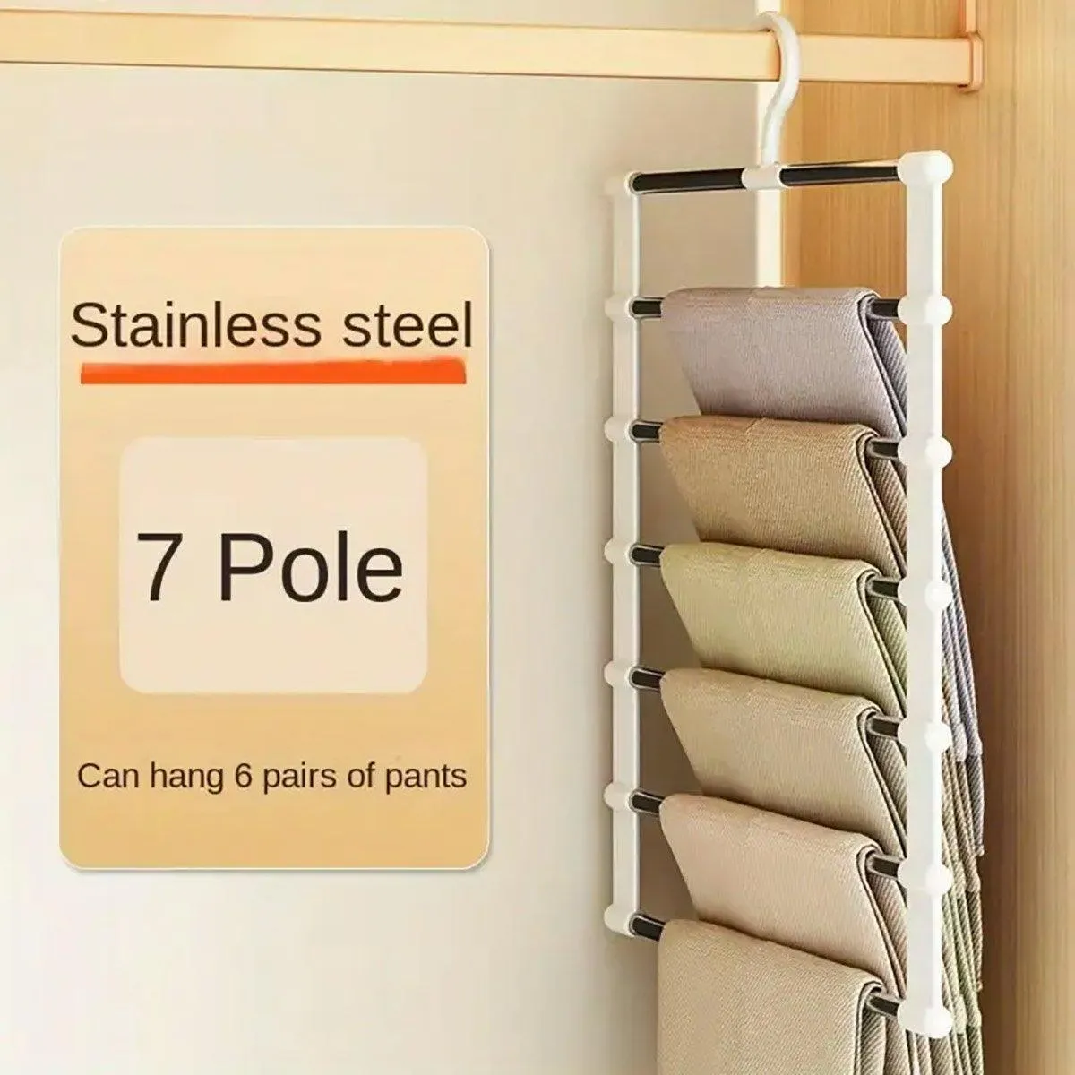2pcs Multifunctional Folding Trouser Rack Multi Layer Storage Hanging Clothes