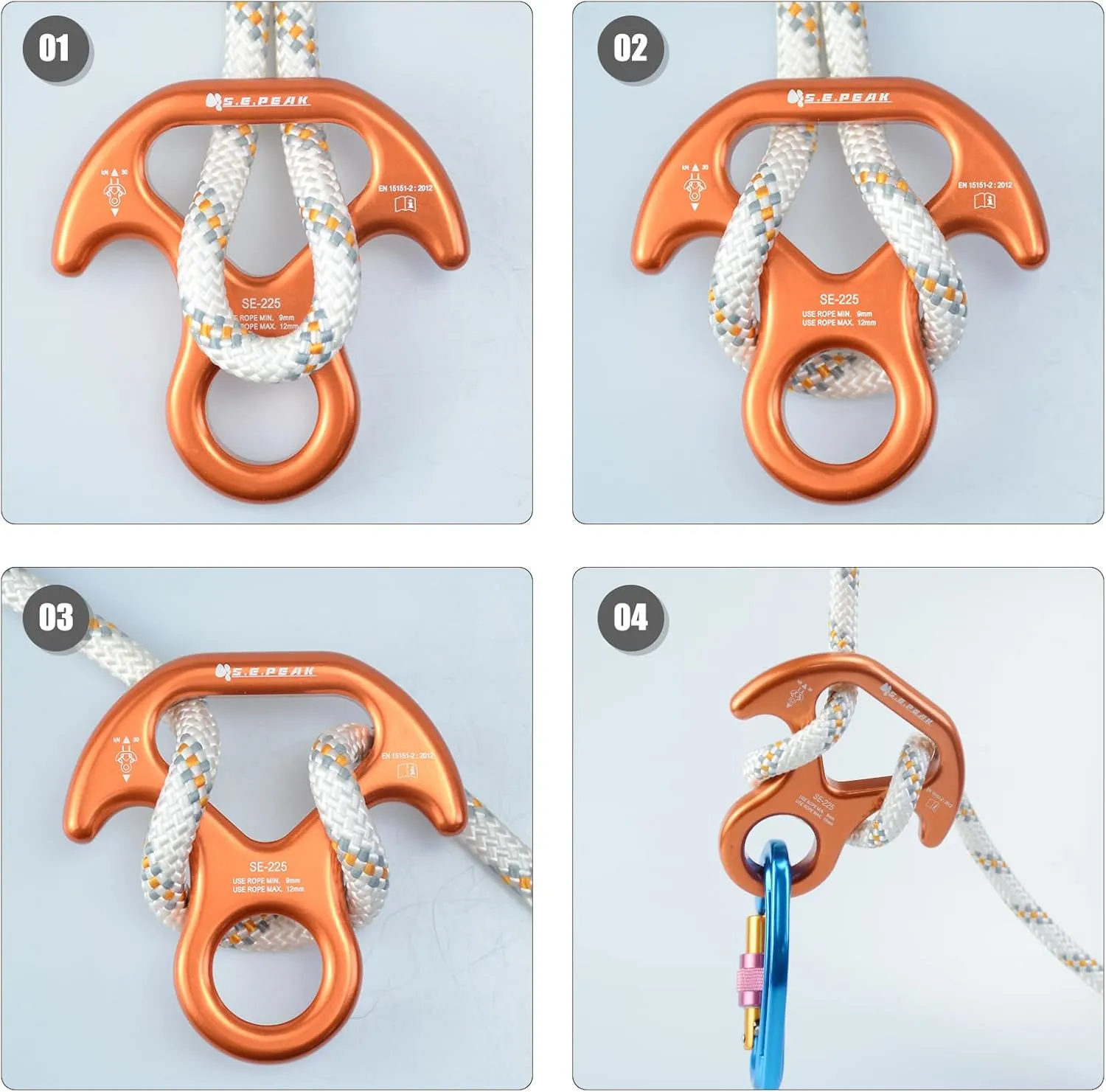 30kN/35kN/40kN Rescue Figure 8 Descender Climbing Gear Downhill Equipment Rigging Plate Rappeling Device for Rock Climbing/Aluminum Alloy