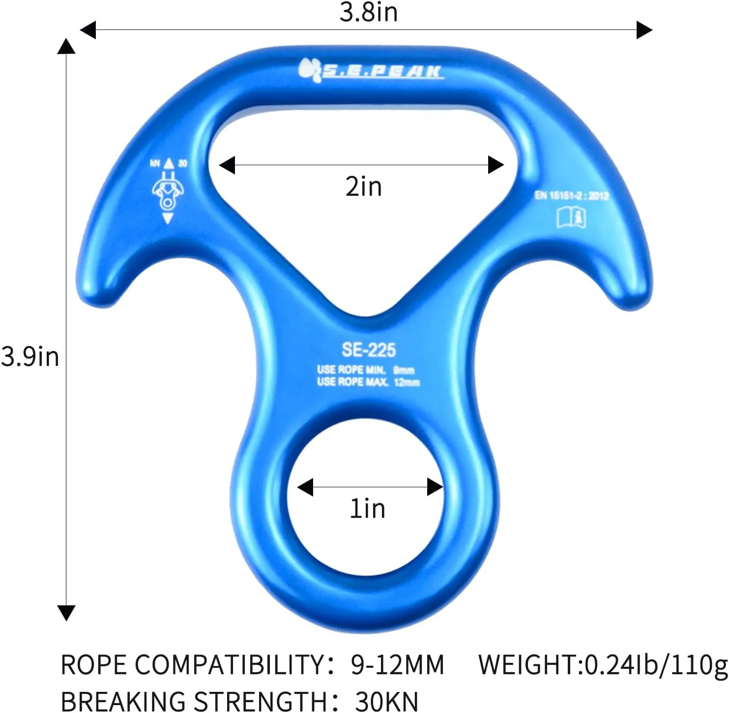30kN/35kN/40kN Rescue Figure 8 Descender Climbing Gear Downhill Equipment Rigging Plate Rappeling Device for Rock Climbing/Aluminum Alloy