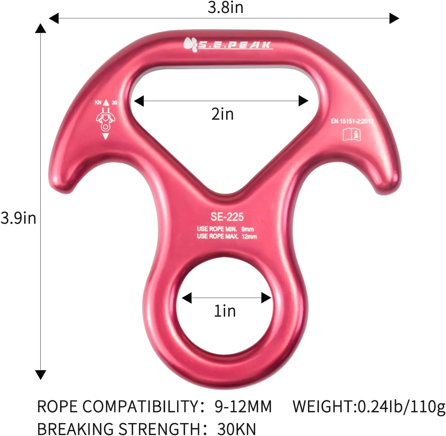 30kN/35kN/40kN Rescue Figure 8 Descender Climbing Gear Downhill Equipment Rigging Plate Rappeling Device for Rock Climbing/Aluminum Alloy