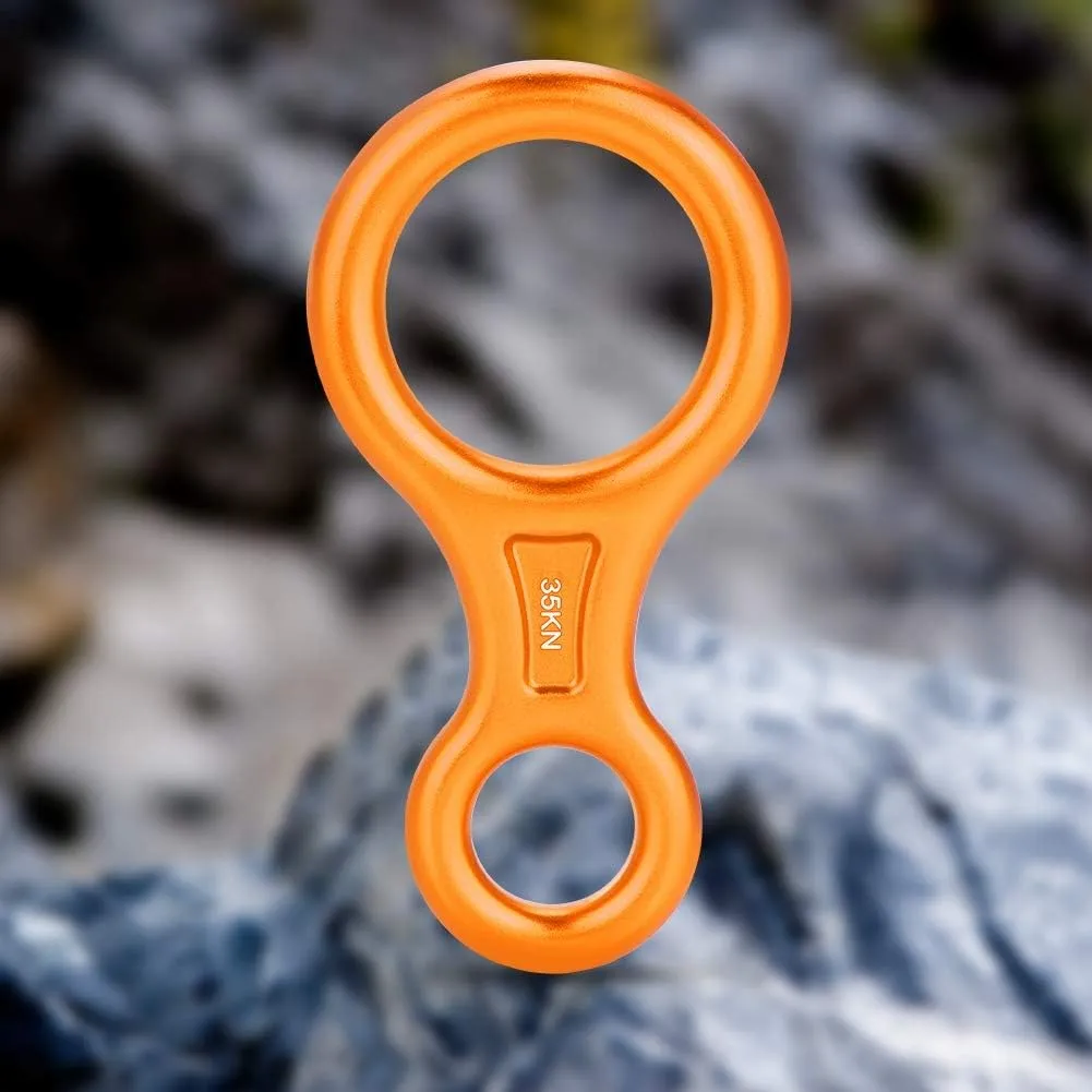 35KN Figure 8 Rappel Ring | Heavy Duty Aluminum Alloy Descender for Rock Climbing/Fire Rescue/Work at Height | 3500kg Breaking Strength, 8-13mm Rope Compatibility