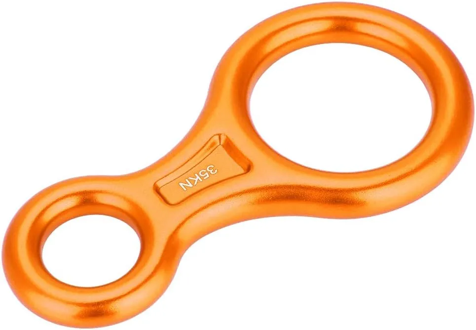 35KN Figure 8 Rappel Ring | Heavy Duty Aluminum Alloy Descender for Rock Climbing/Fire Rescue/Work at Height | 3500kg Breaking Strength, 8-13mm Rope Compatibility