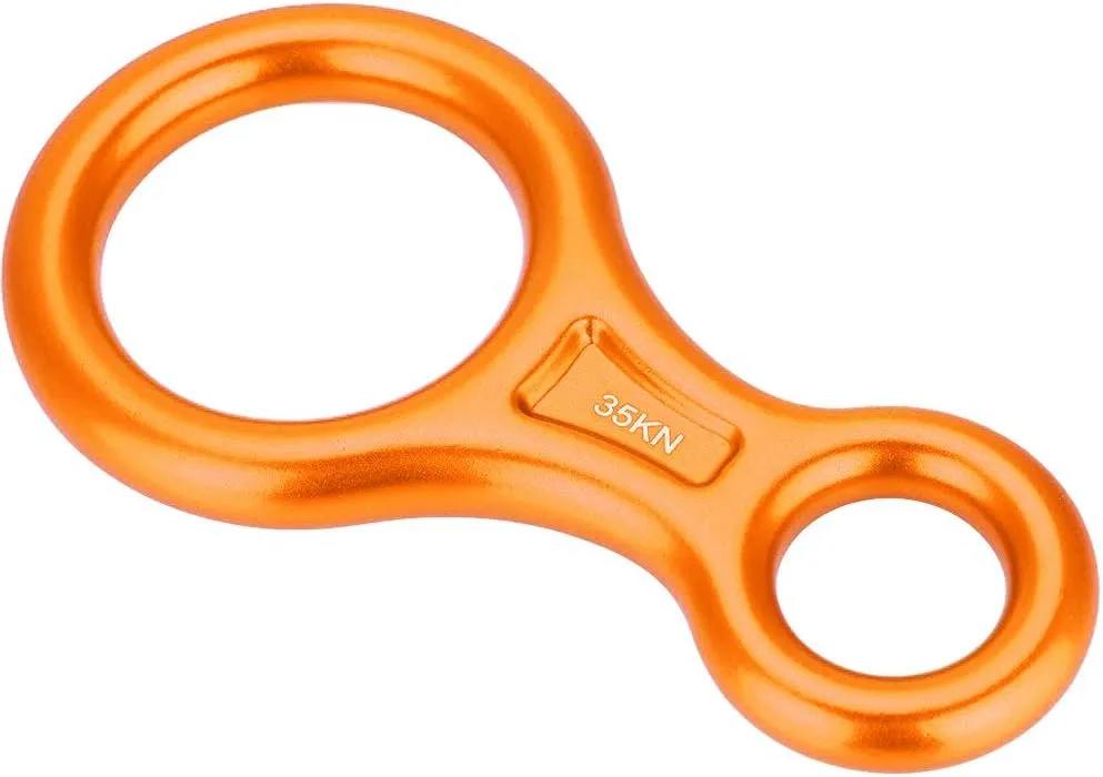 35KN Figure 8 Rappel Ring | Heavy Duty Aluminum Alloy Descender for Rock Climbing/Fire Rescue/Work at Height | 3500kg Breaking Strength, 8-13mm Rope Compatibility