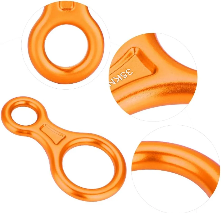 35KN Figure 8 Rappel Ring | Heavy Duty Aluminum Alloy Descender for Rock Climbing/Fire Rescue/Work at Height | 3500kg Breaking Strength, 8-13mm Rope Compatibility