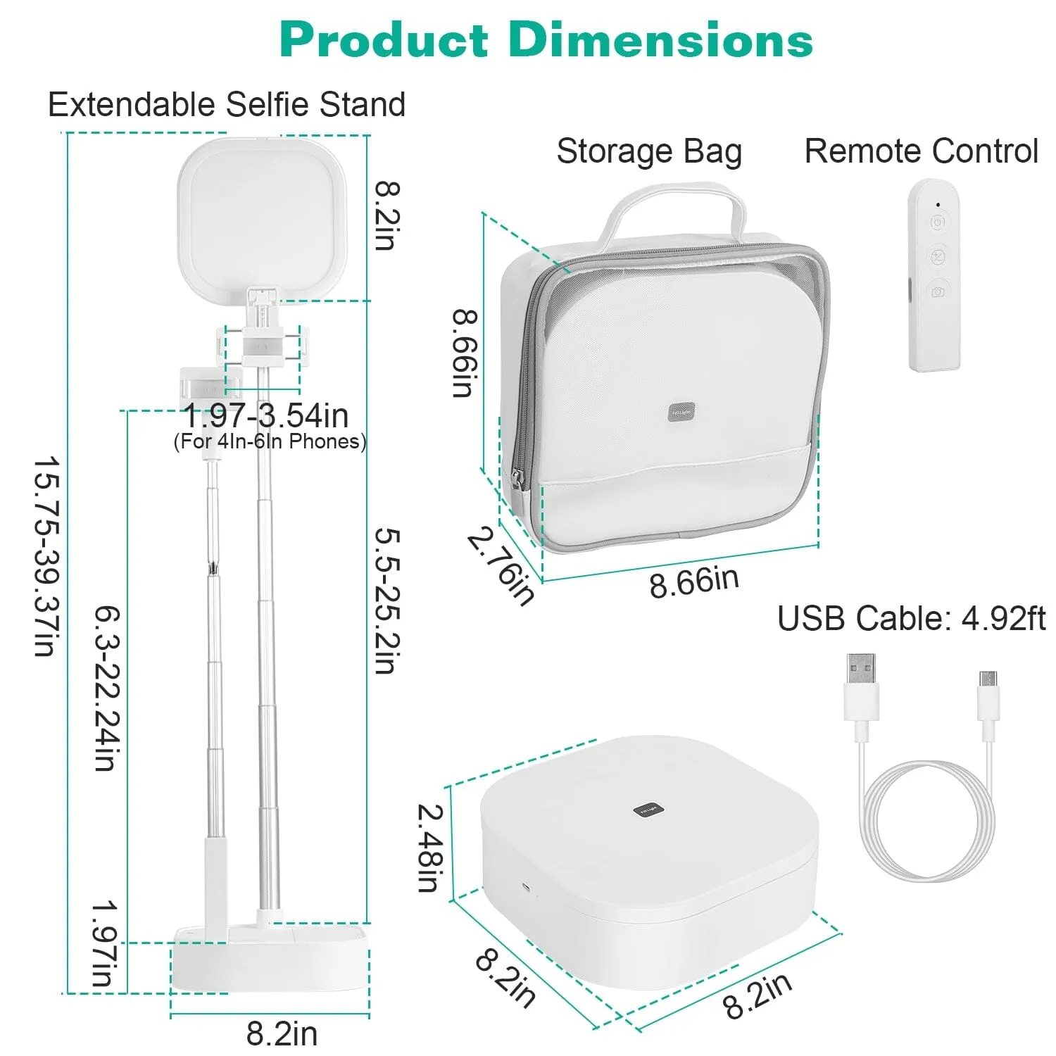 360° Rotatable Dual Phone Holder with Rechargeable Wireless Remote V8