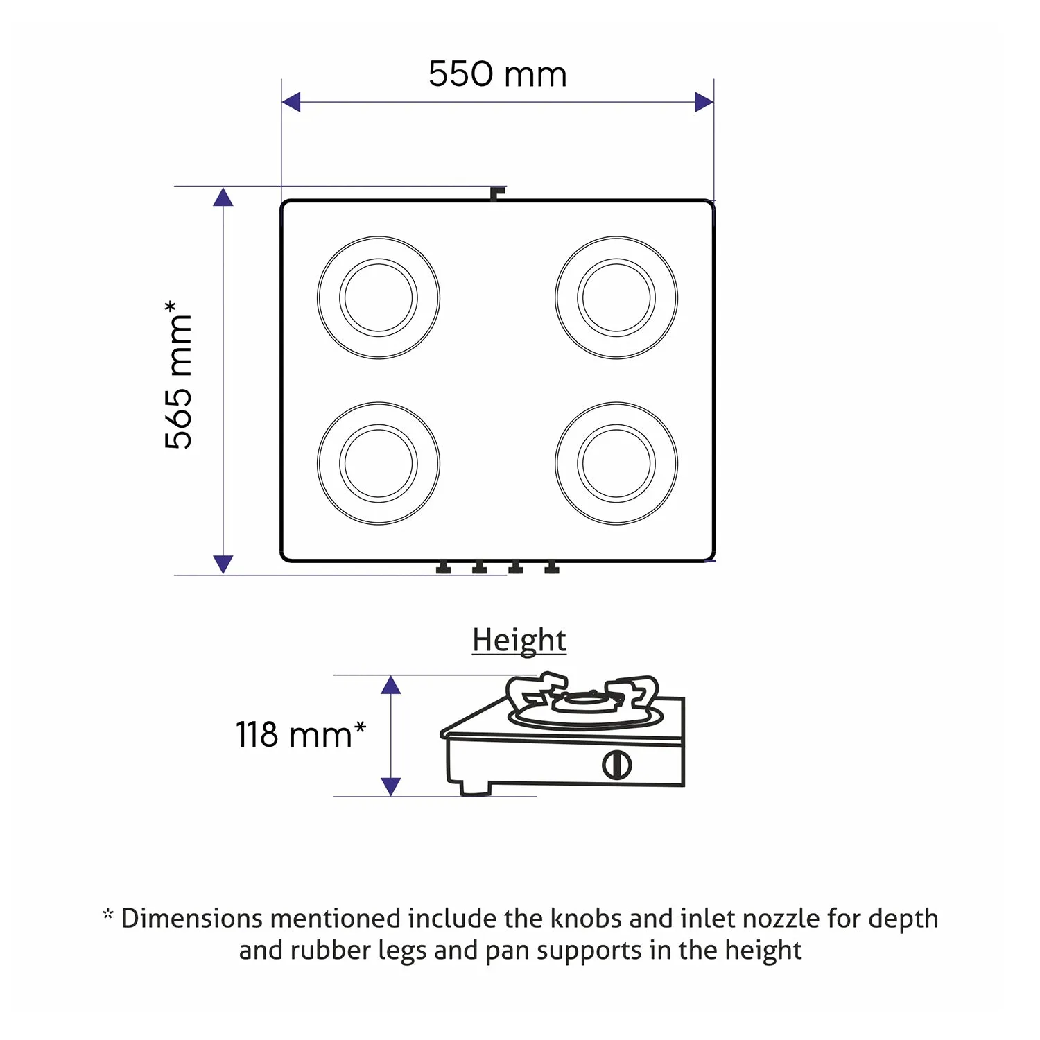 4 Burner Glass Gas Stove with Brass Burner, Black (1043 GT BB BL) - Manual/Auto Ignition