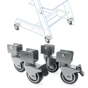 4-Pack Heavy-Duty Wheels Compatible with Stokke Tripp Trapp High Chair - 2-Inch Silent Casters with Chrome-Plated Steel Brackets, 360° Rotation, No-Scratch Design, Supports 176 lbs (1 STE)