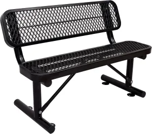 4FT Outdoor Steel Bench with Backrest - Heavy Duty Metal Park Bench, Coated Outdoor Furniture Patio Bench with Back, Commercial Benches for Garden, Porch, Shopping Malls, Stores,Decks and Park