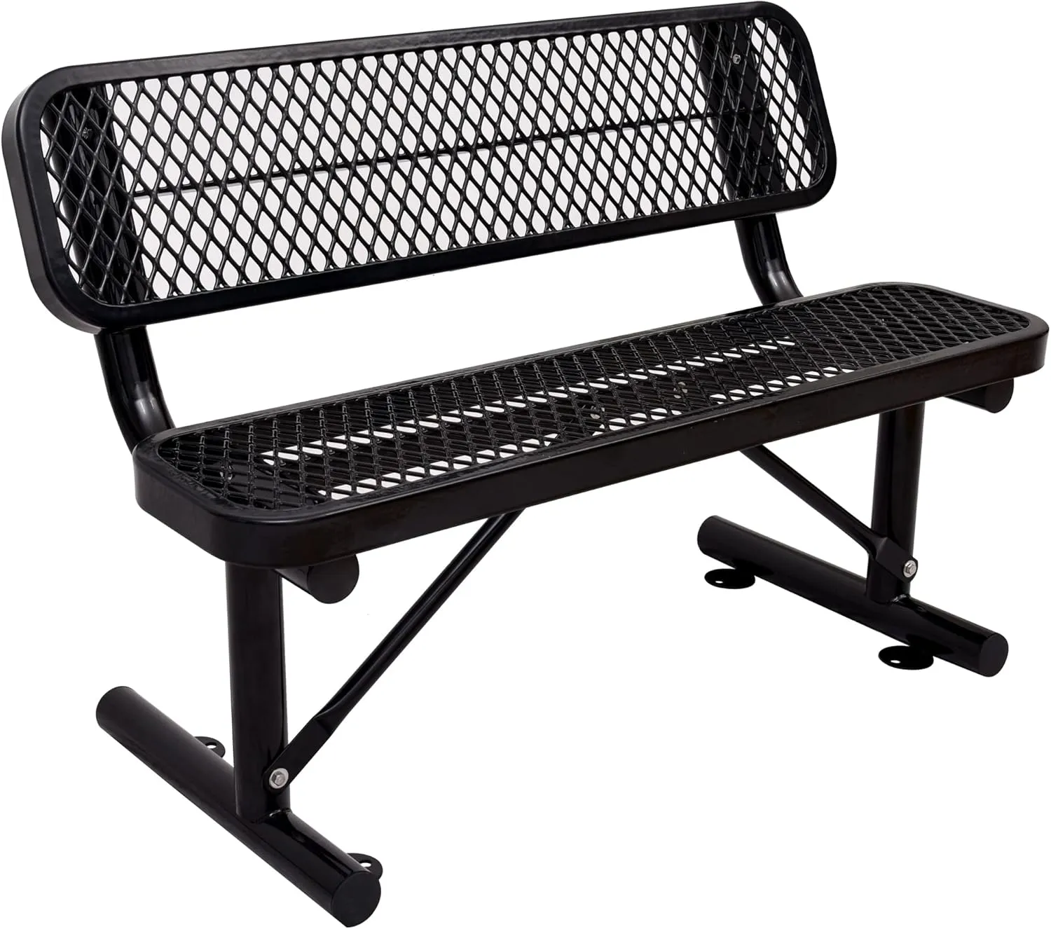 4FT Outdoor Steel Bench with Backrest - Heavy Duty Metal Park Bench, Coated Outdoor Furniture Patio Bench with Back, Commercial Benches for Garden, Porch, Shopping Malls, Stores,Decks and Park
