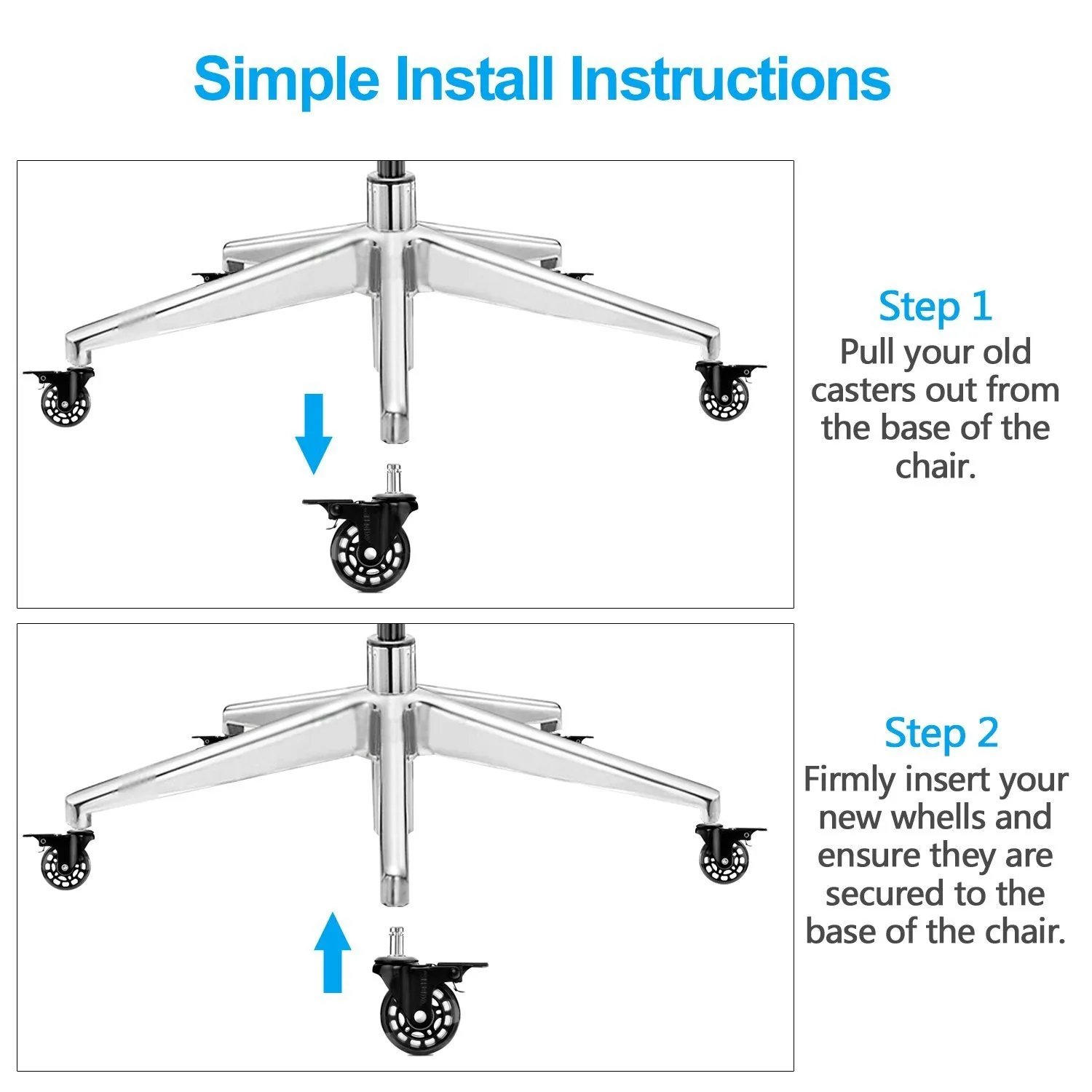5-Pack: Replacement Office Chair Casters