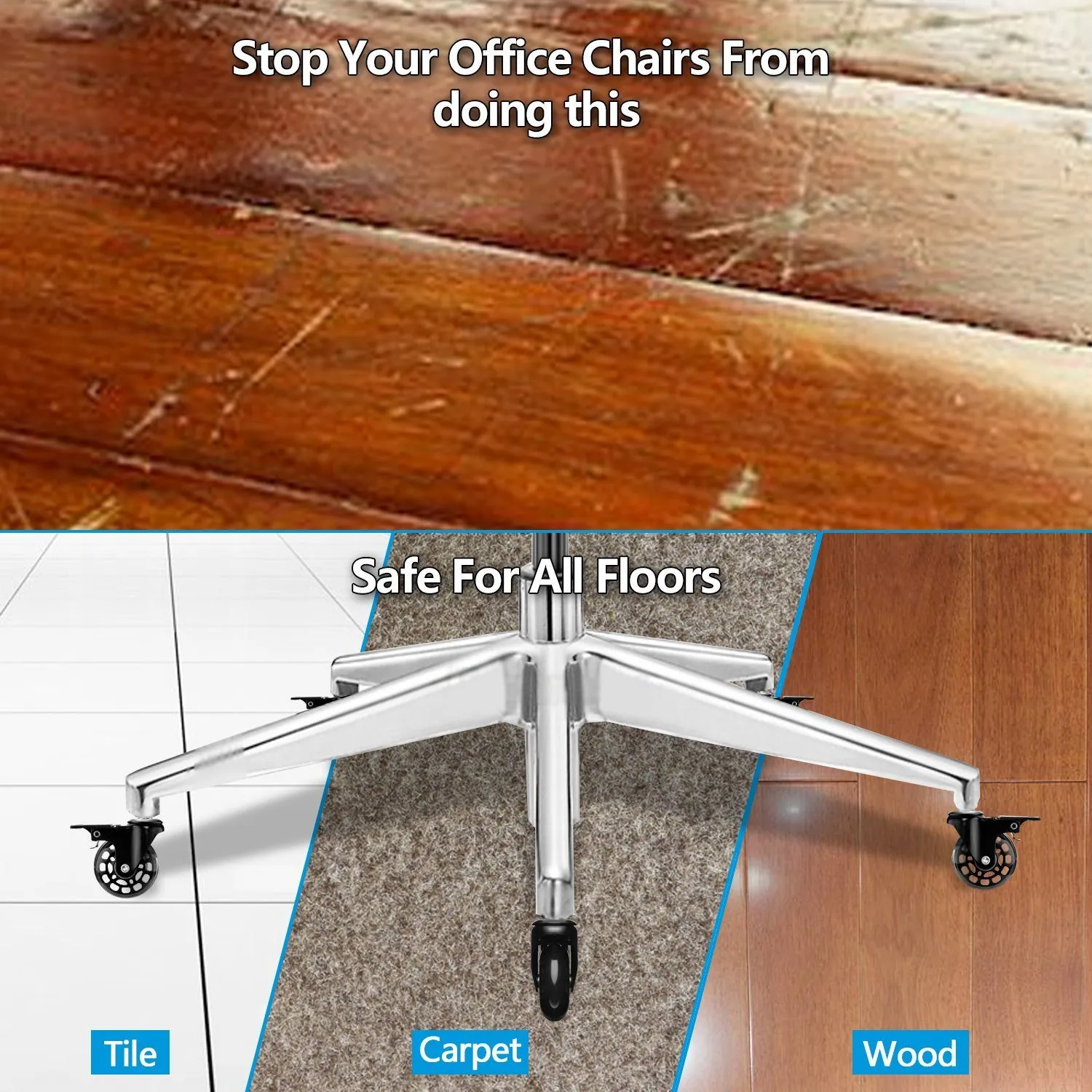 5-Pack: Replacement Office Chair Casters