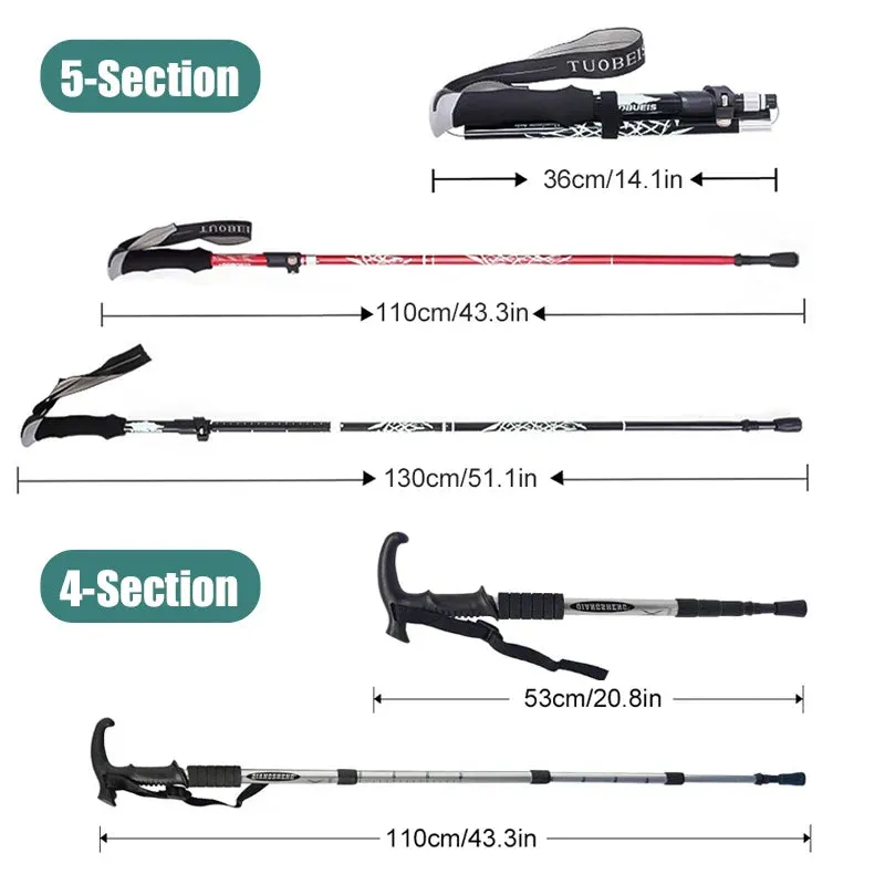 5-Section Foldable Trekking Pole with Foam Handle for Hiking & Walking
