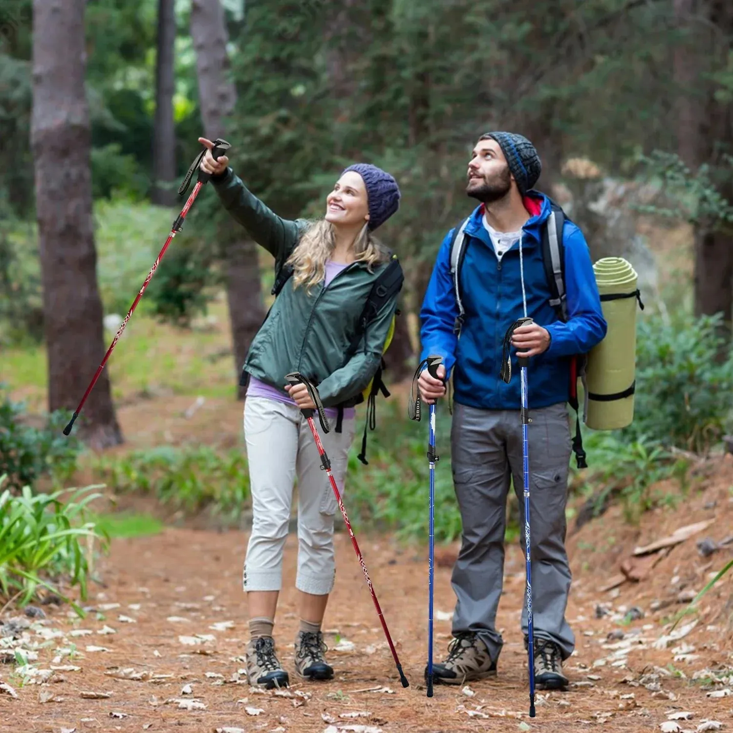 5-Section Foldable Trekking Pole with Foam Handle for Hiking & Walking